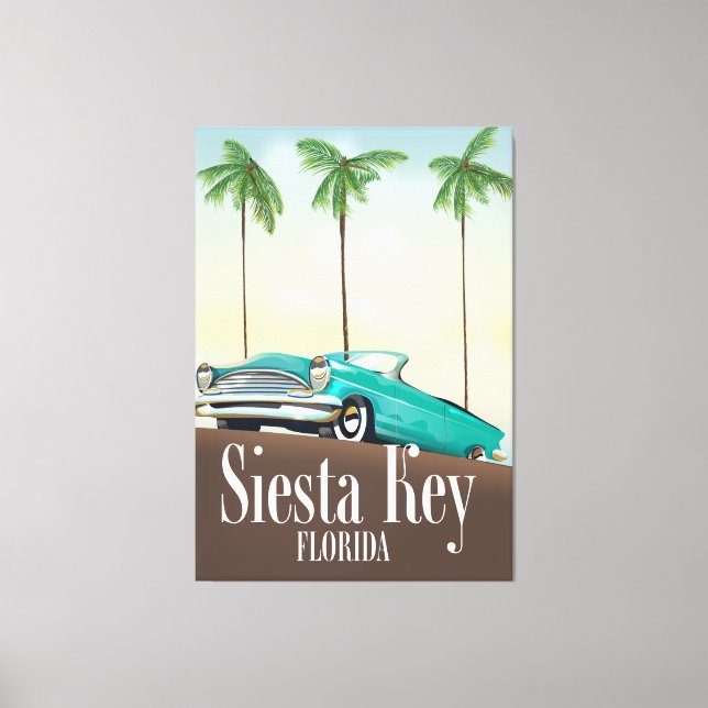 Lienzo Afiche de viaje de Siesta Key Florida (Anverso)