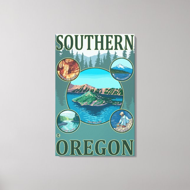 Lienzo Afiche de viaje de Southern OregonScenic (Anverso)