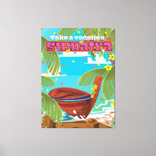 Lienzo Afiche de viaje de Sumatra Indonesia