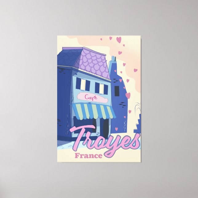 Lienzo Afiche de viaje de Troyes Francia (Anverso)