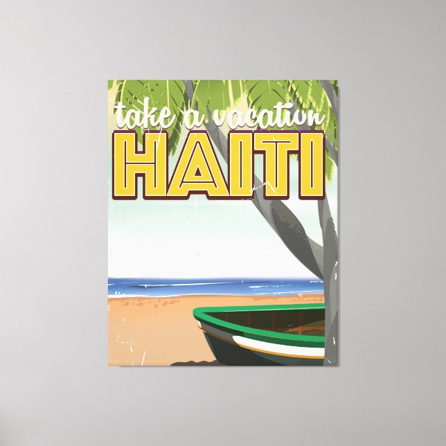 Lienzo Afiche de viaje de vacaciones a Haití (Anverso)