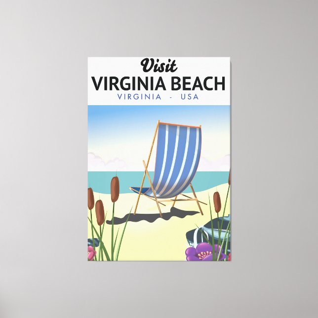 Lienzo Afiche de viaje de Virginia Beach Virginia USA (Anverso)