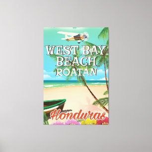 Lienzo Afiche de viaje de West Bay Beach, Roatán Honduras