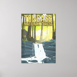 Lienzo Afiche de viaje del Bosque Nacional de Tongass