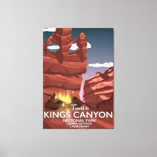 Lienzo Afiche de viaje del Cañón Kings en Sierra Nevada