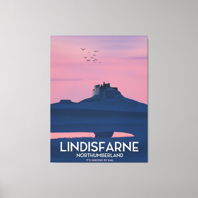 Lienzo Afiche de viaje del castillo de Lindisfarne Northu (Anverso)