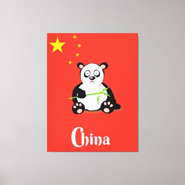Lienzo Afiche de viaje del China Panda. (Anverso)
