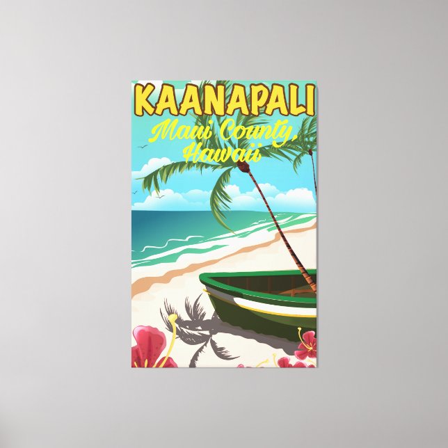 Lienzo Afiche de viaje del condado de Kaanapali Maui en H (Anverso)