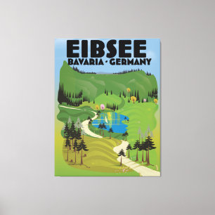 Lienzo Afiche de viaje del Eibsee Alemania.