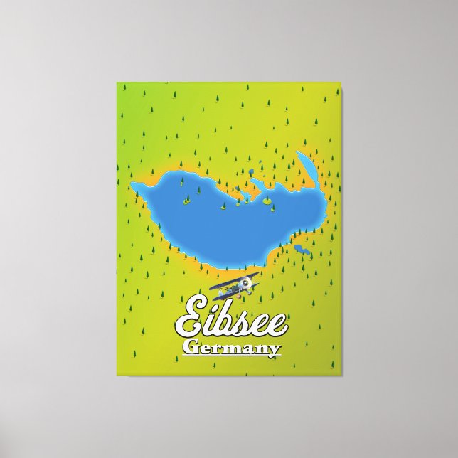 Lienzo Afiche de viaje del Eibsee Alemania. (Anverso)