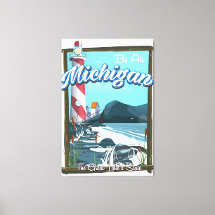 Lienzo Afiche de viaje del faro de Michigan.