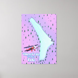 Lienzo Afiche de viaje del lago Bhimtal India.