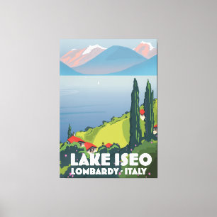 Lienzo Afiche de viaje del lago Iseo, Lombardía, Italia