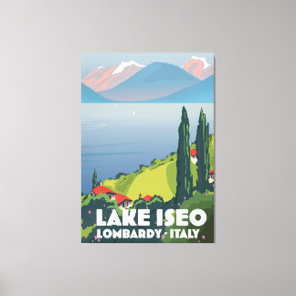 Lienzo Afiche de viaje del lago Iseo, Lombardía, Italia
