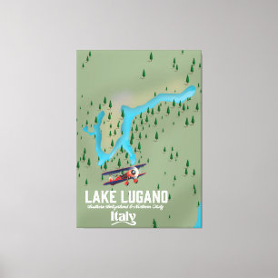 Lienzo Afiche de viaje del lago Lugano Italia - Suiza