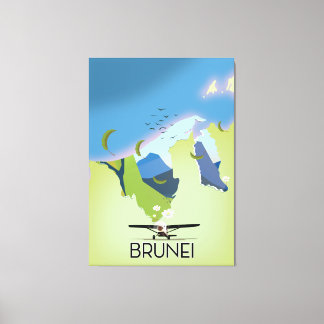 Lienzo Afiche de viaje del mapa de Brunei
