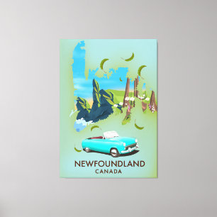 Lienzo Afiche de viaje del mapa de Canadá en Terranova