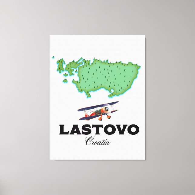 Lienzo Afiche de viaje del mapa de Croacia de Lastovo. (Anverso)