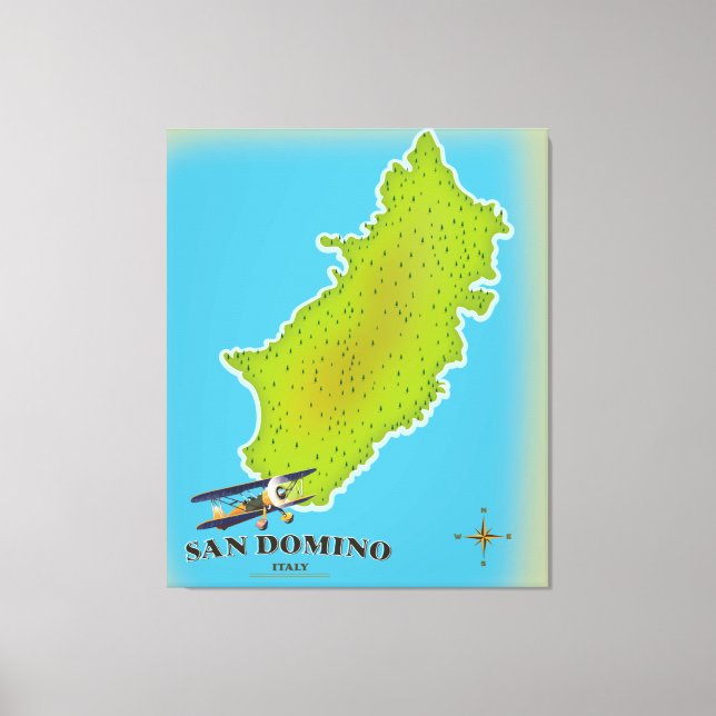 Lienzo Afiche de viaje del mapa de Elba Italia (Anverso)