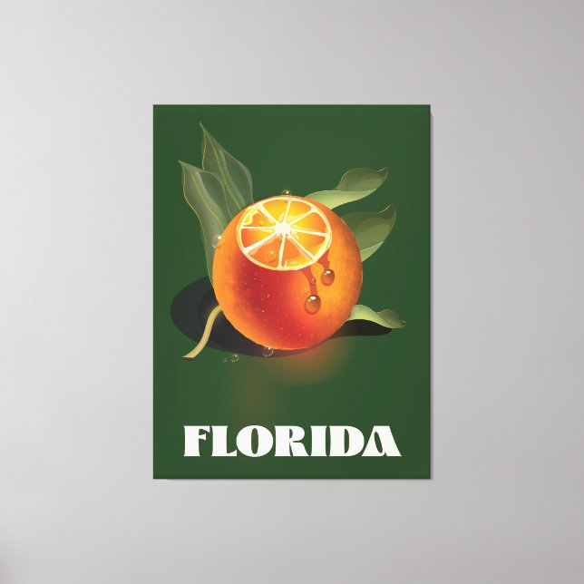Lienzo Afiche de viaje del Naranja de Florida (Anverso)