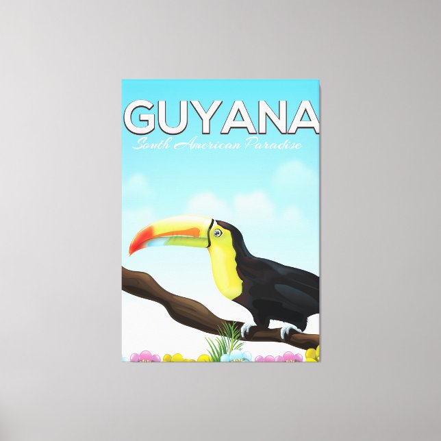 Lienzo Afiche de viaje del paraíso sudamericano de Guyana (Anverso)