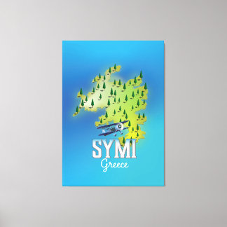 Lienzo Afiche de viaje del Symi Island Map Greece.