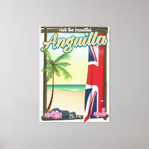 Lienzo Afiche de viaje del Territorio Británico de Anguil