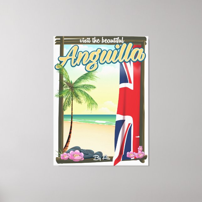 Lienzo Afiche de viaje del Territorio Británico de Anguil (Anverso)