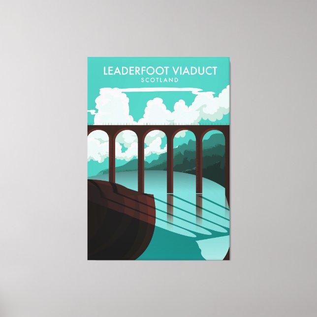 Lienzo Afiche de viaje del Viaducto Leaderfoot Scotland (Anverso)