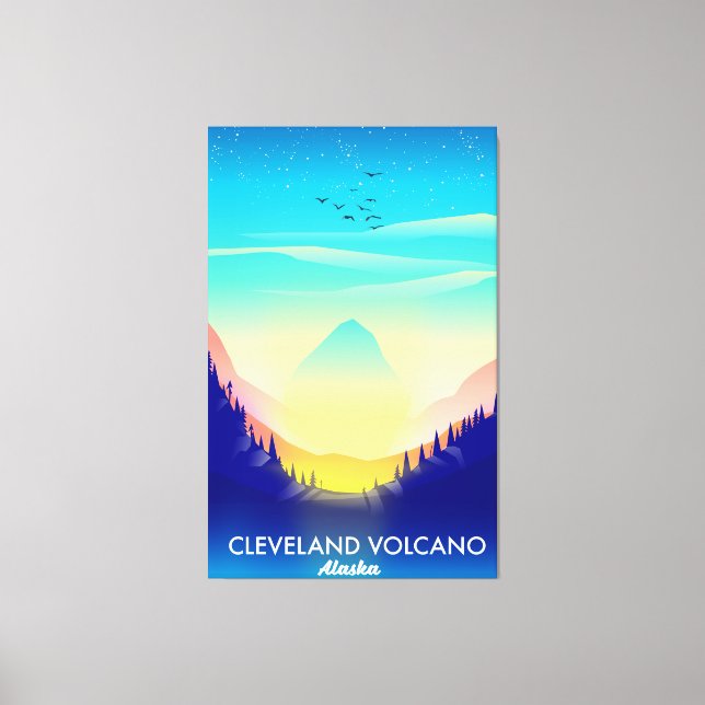 Lienzo Afiche de viaje del volcán Cleveland (Anverso)