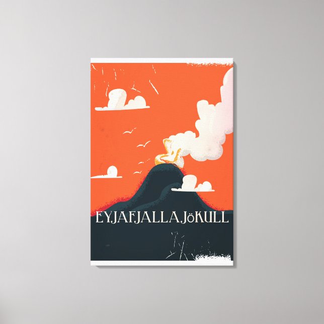 Lienzo Afiche de viaje del volcán Eyjafjallajökull (Anverso)