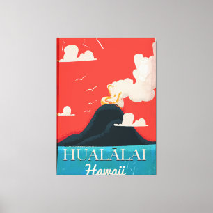 Lienzo Afiche de viaje del volcán Hualālai vintage Hawaii