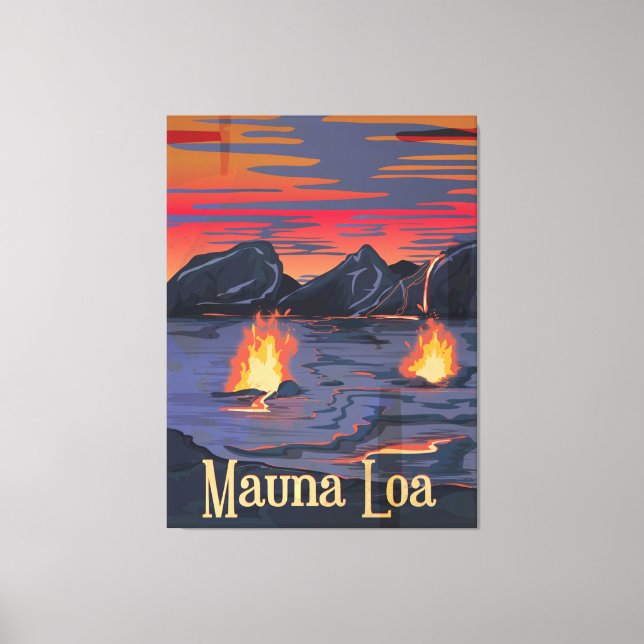 Lienzo Afiche de viaje del volcán Mauna Loa (Anverso)