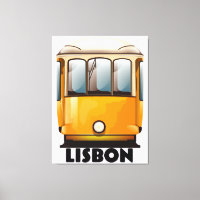 Afiche de viaje en el tranvía amarillo de Lisboa