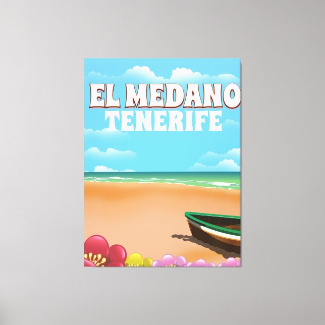 Lienzo Afiche de viaje en la playa de El Medano Tenerife (Anverso)