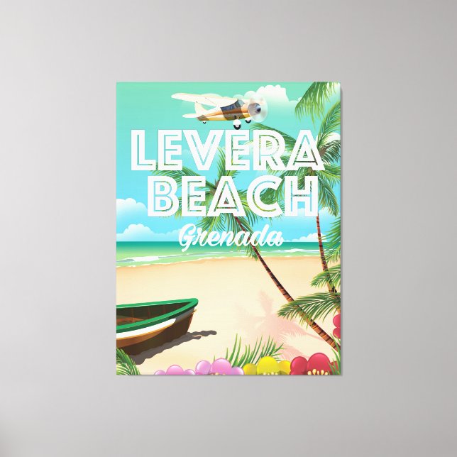 Lienzo Afiche de viaje en la playa de Granada levera (Anverso)