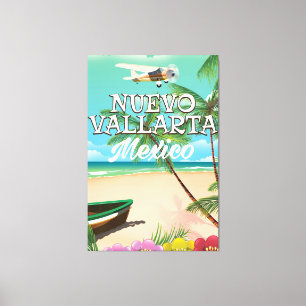 Lienzo Afiche de viaje en la playa de Nuevo Vallarta Méxi