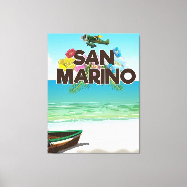 Lienzo Afiche de viaje en la playa de San Marino (Anverso)