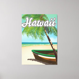 Lienzo Afiche de viaje en la playa tropical de Hawái