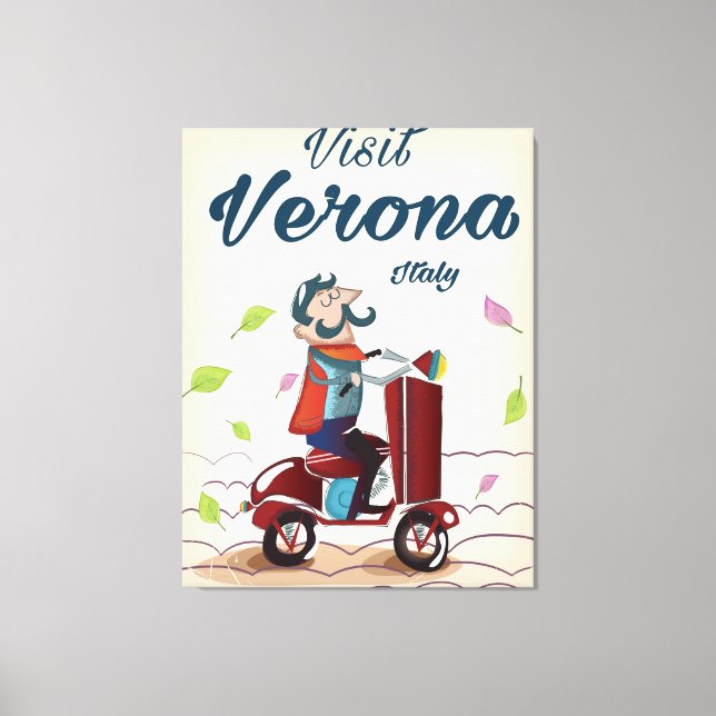 Lienzo Afiche de viaje en motocicleta de Verona (Anverso)