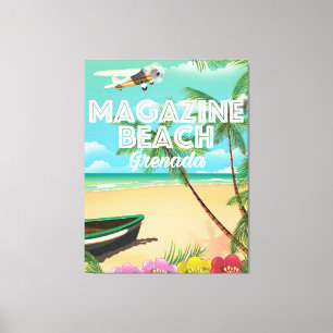 Lienzo Afiche de viaje en playa de la revista Granada