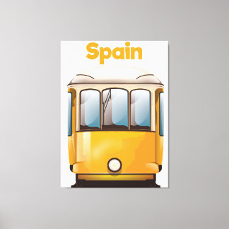 Lienzo Afiche de viaje en tranvía amarillo de España