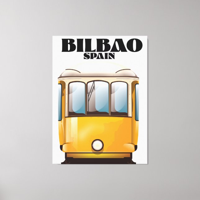 Lienzo Afiche de viaje en tranvía de Bilbao España (Anverso)