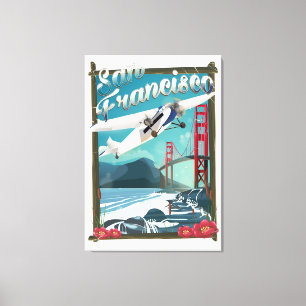 Lienzo Afiche de viaje en vuelo de San Francisco