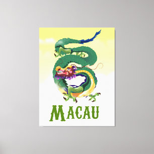 Lienzo Afiche de viaje estilo cosecha en Macao China