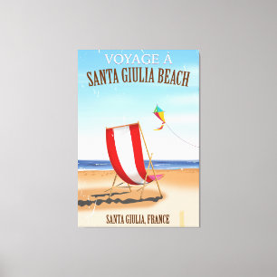 Lienzo Afiche de viaje francés de Santa Giulia Beach Vint