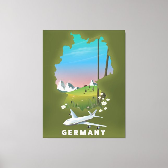 Lienzo Afiche de viaje ilustrado de Alemania (Anverso)