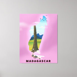 Lienzo Afiche de viaje ilustrado de Madagascar