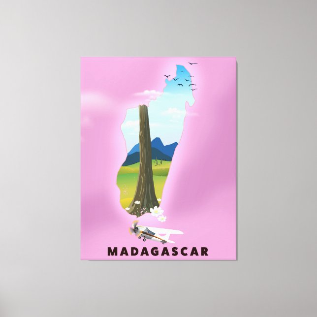 Lienzo Afiche de viaje ilustrado de Madagascar (Anverso)