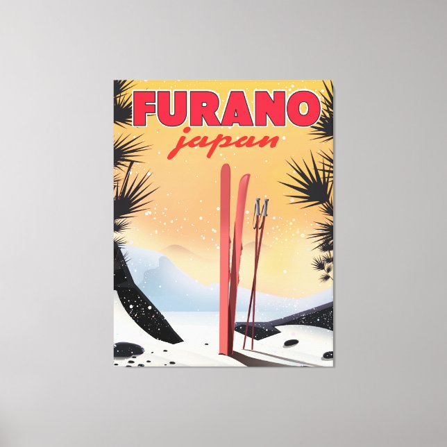 Lienzo Afiche de viaje japonés Furano. (Anverso)